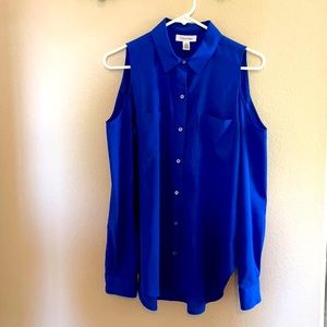 Calvin Klein cold shoulder long sleeve blouse